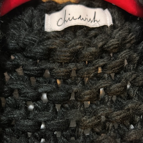 Chicwish Cuteness on Sleeves Black Cardigan Size Medium Oversized Chunky Boho - Picture 7 of 9